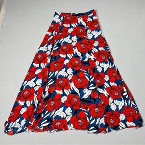 Lulu’s Women's Back to Your Roots Red Floral Print Side Slit Maxi Skirt Size S